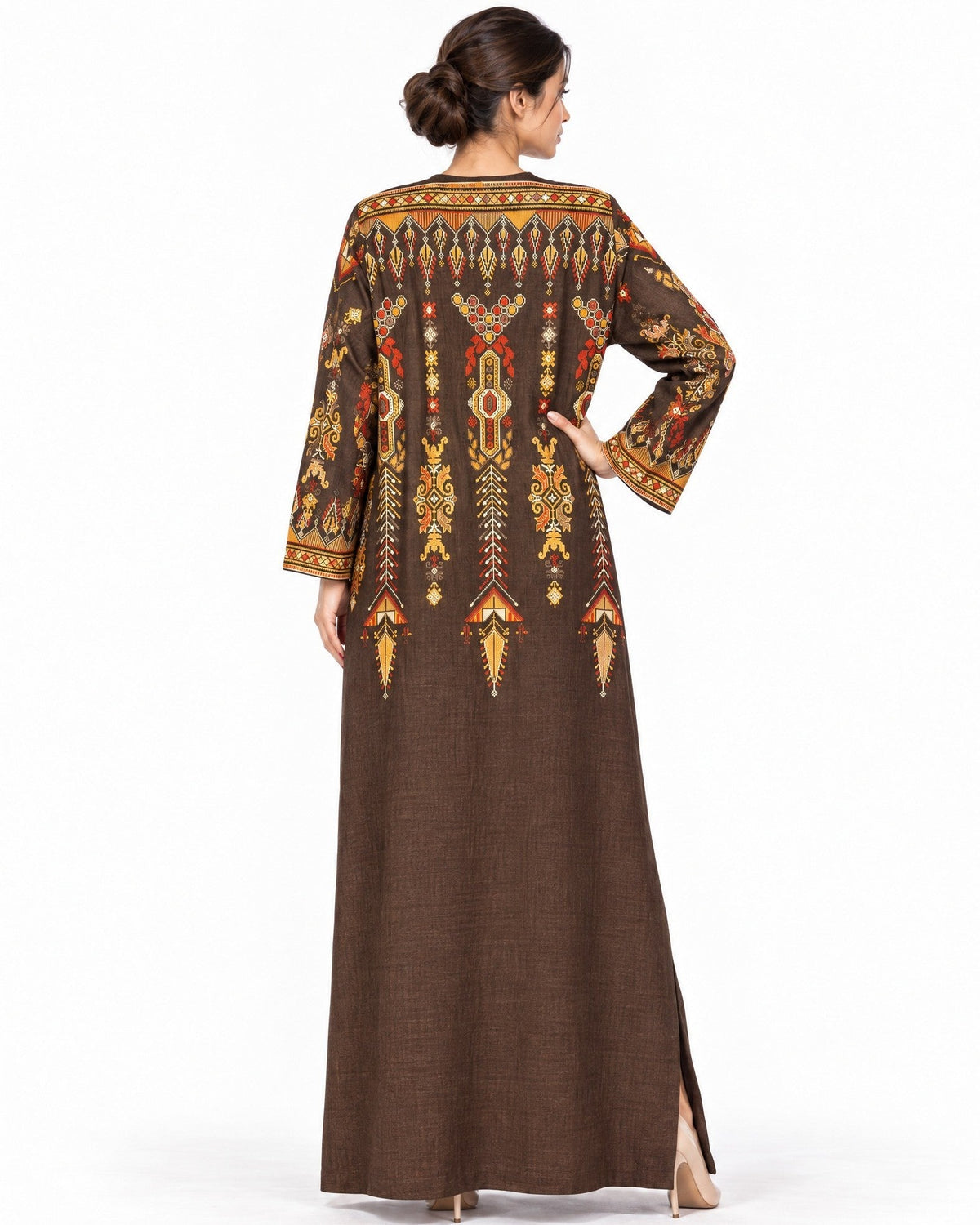 Falahi – Brown Cotton Kaftan - ZAYLOONA - MIRA Y MANO