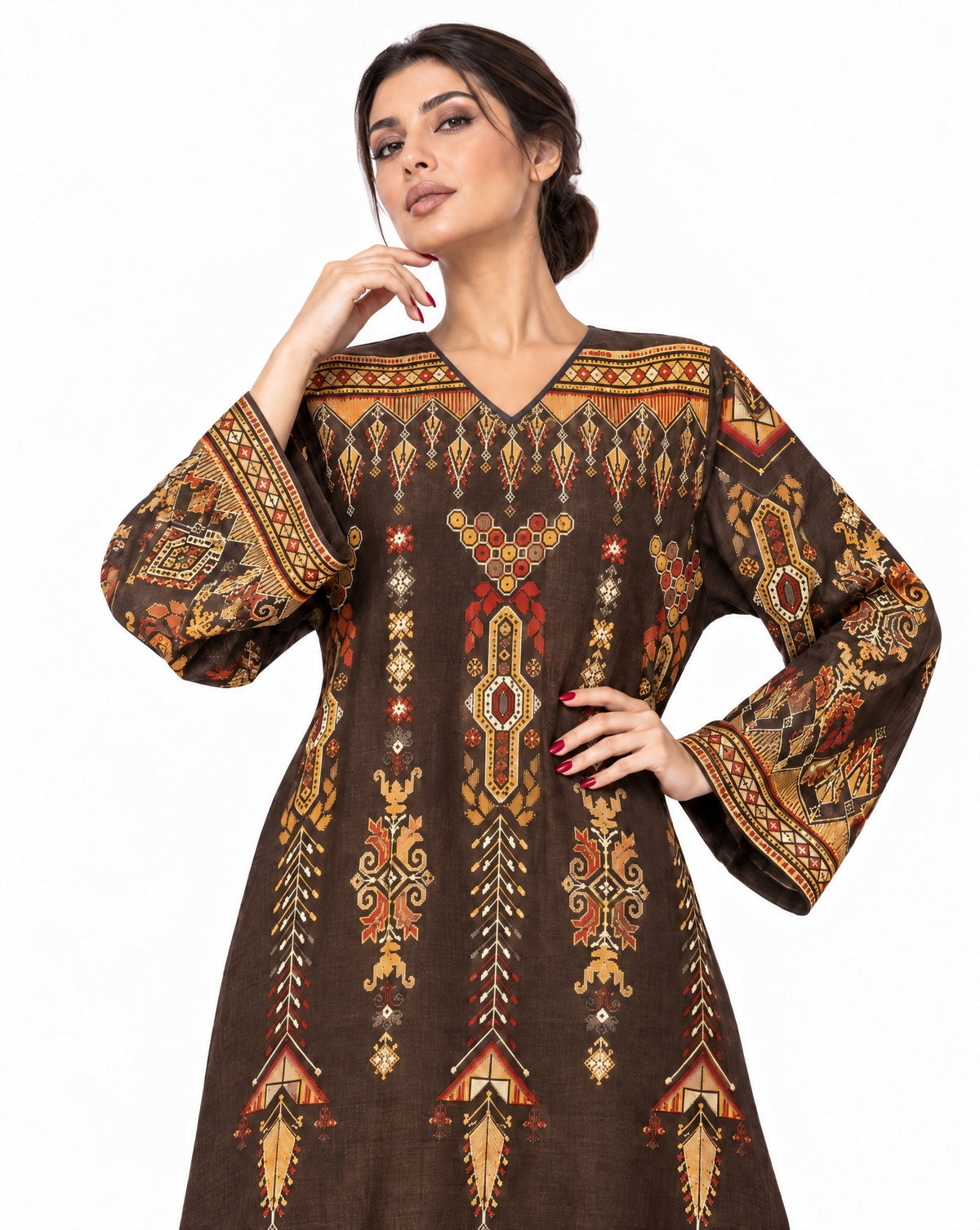 Falahi – Brown Cotton Kaftan - ZAYLOONA - MIRA Y MANO