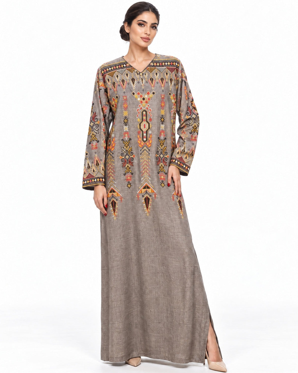 Falahi – Gray Cotton Kaftan - ZAYLOONA - MIRA Y MANO