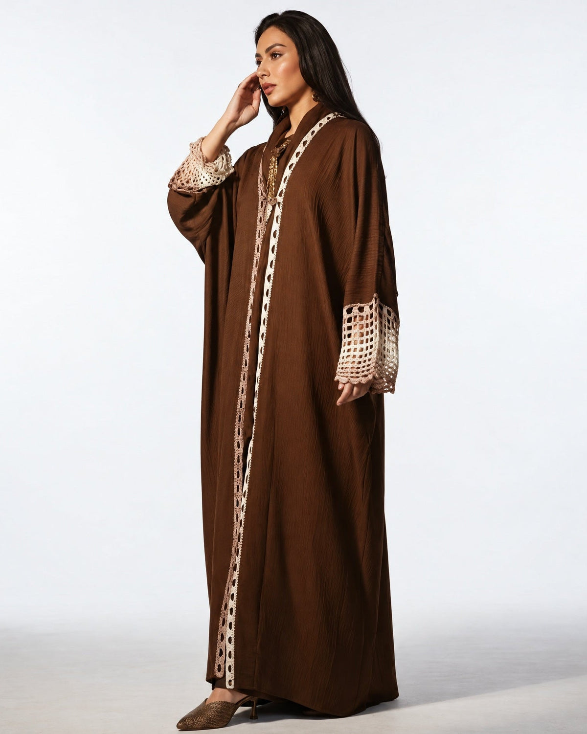 Mocha – Saddle Brown Linen Abaya - ZIYA - MIRA Y MANO