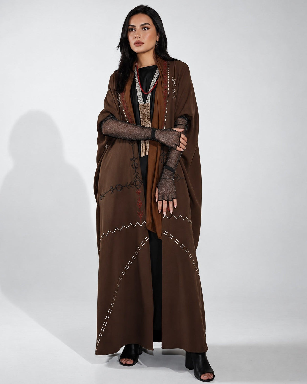 Muse Brown – Taupe Washed Silk Abaya - ZIYA - MIRA Y MANO