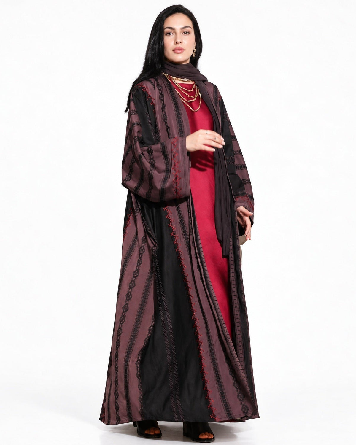 Sadu – Rosy Brown Linen Abaya - ZIYA - MIRA Y MANO