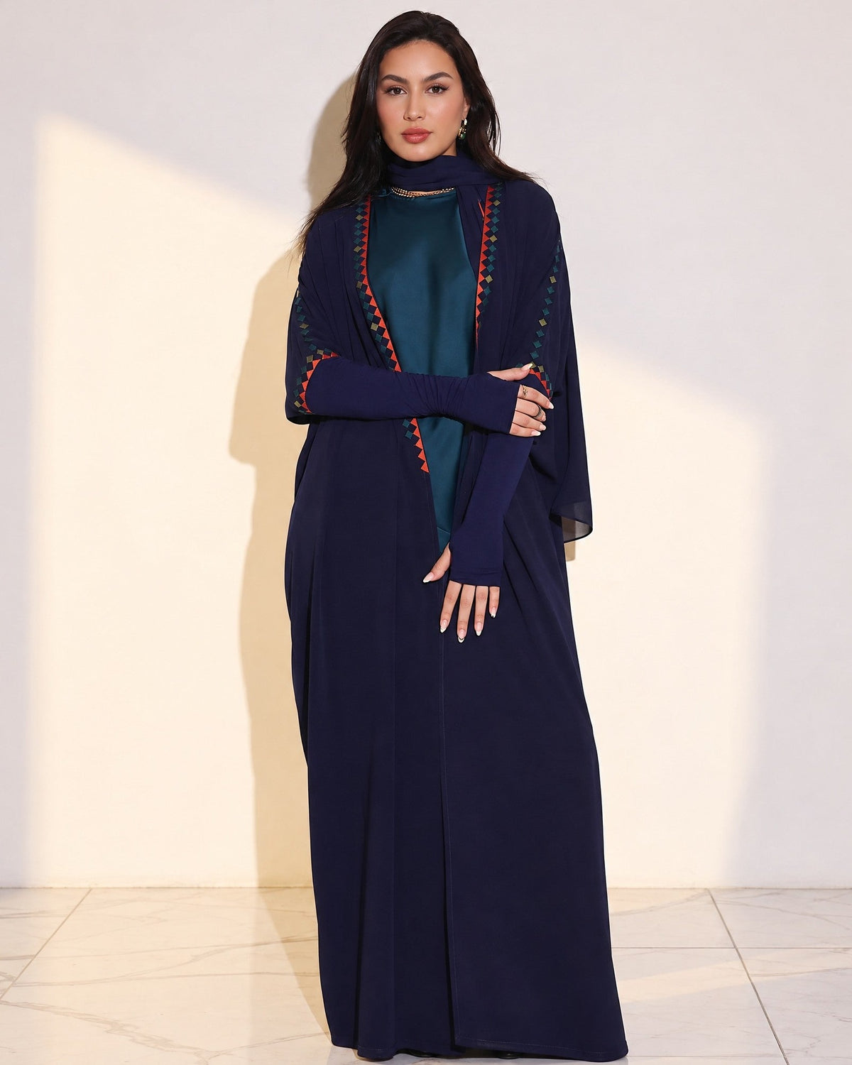 Tria – Navy Crepe Abaya - ZIYA - MIRA Y MANO
