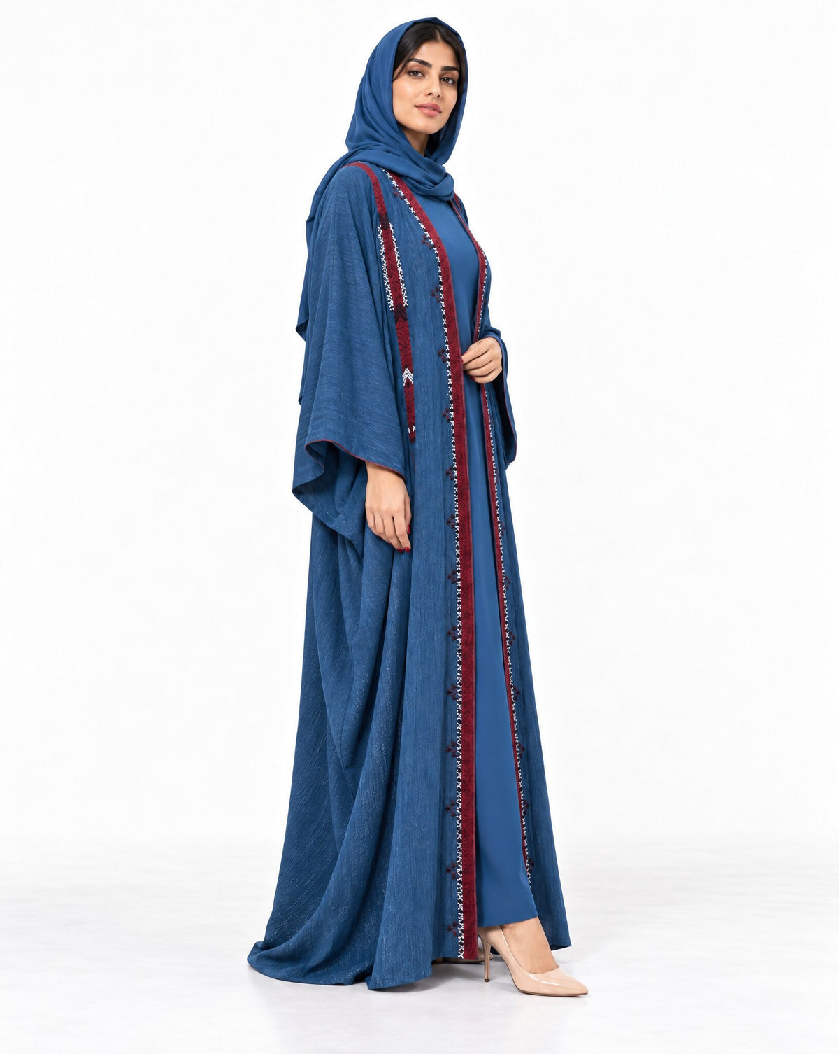 134 – Teal Washed Silk Abaya