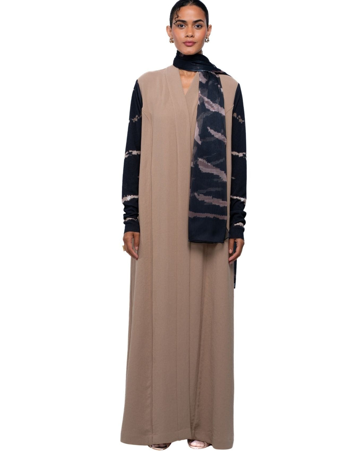 BELLA-BW - Burlywood Crepe Abaya - 1309 - MIRA Y MANO