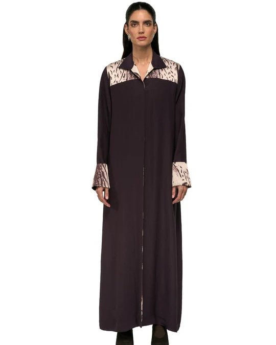 JONES-BR – Brown Crepe Abaya - 1309 - MIRA Y MANO