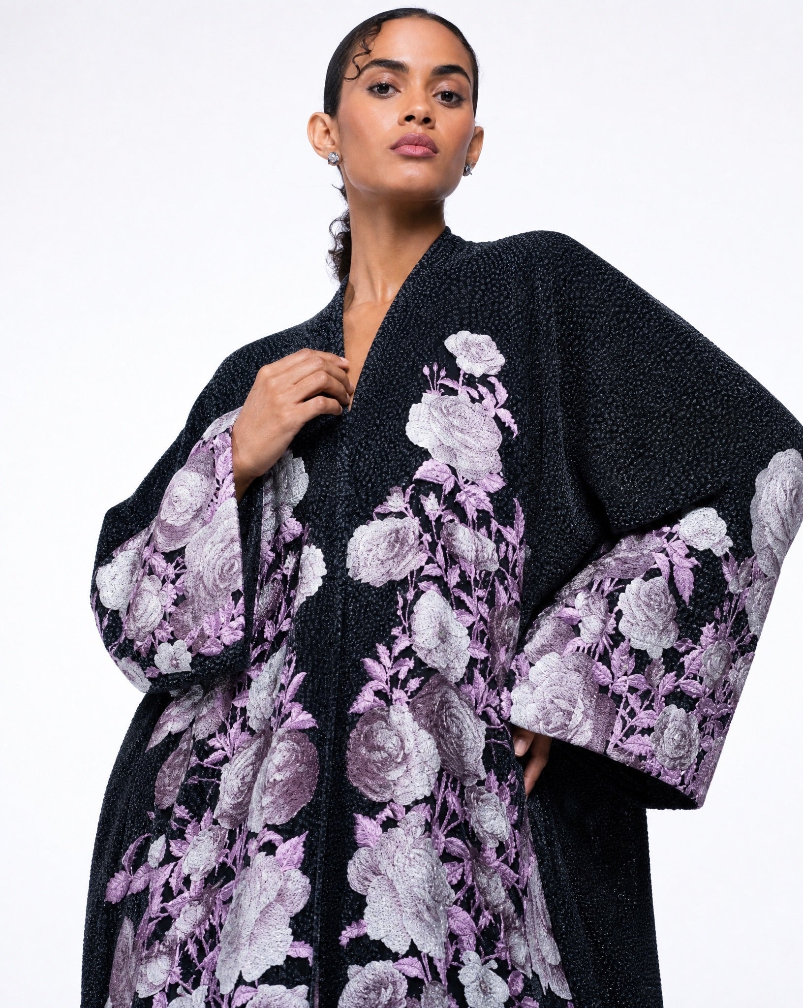 KOA-3-Dim Gray Crepe Abaya - 1309 - MIRA Y MANO