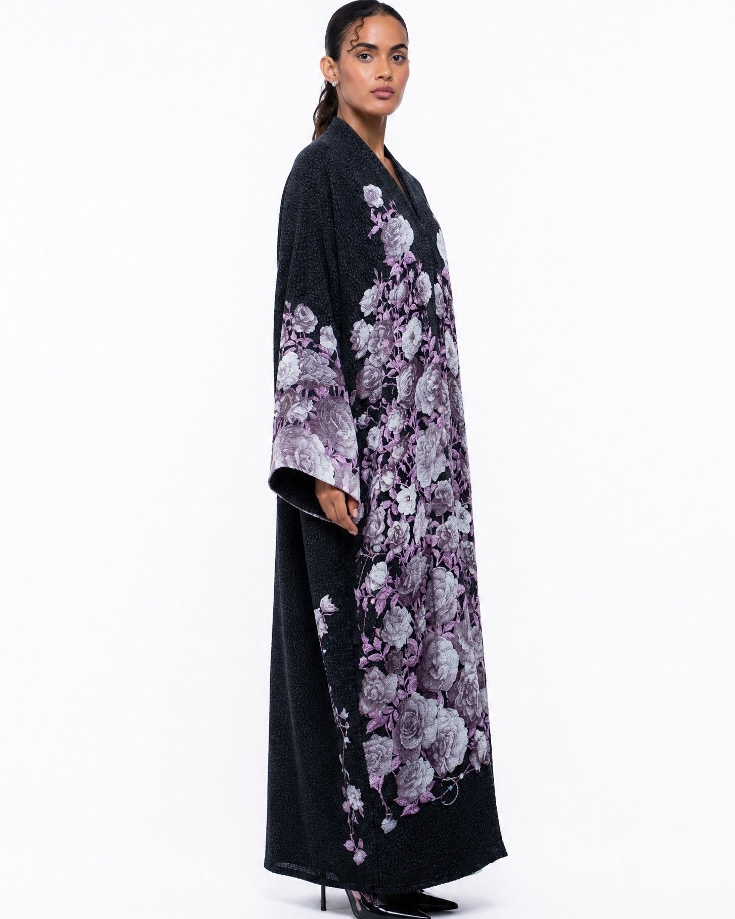 KOA-3-Dim Gray Crepe Abaya - 1309 - MIRA Y MANO