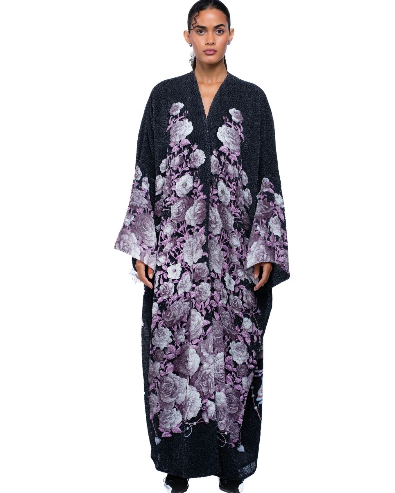 KOA-3-Dim Gray Crepe Abaya - 1309 - MIRA Y MANO