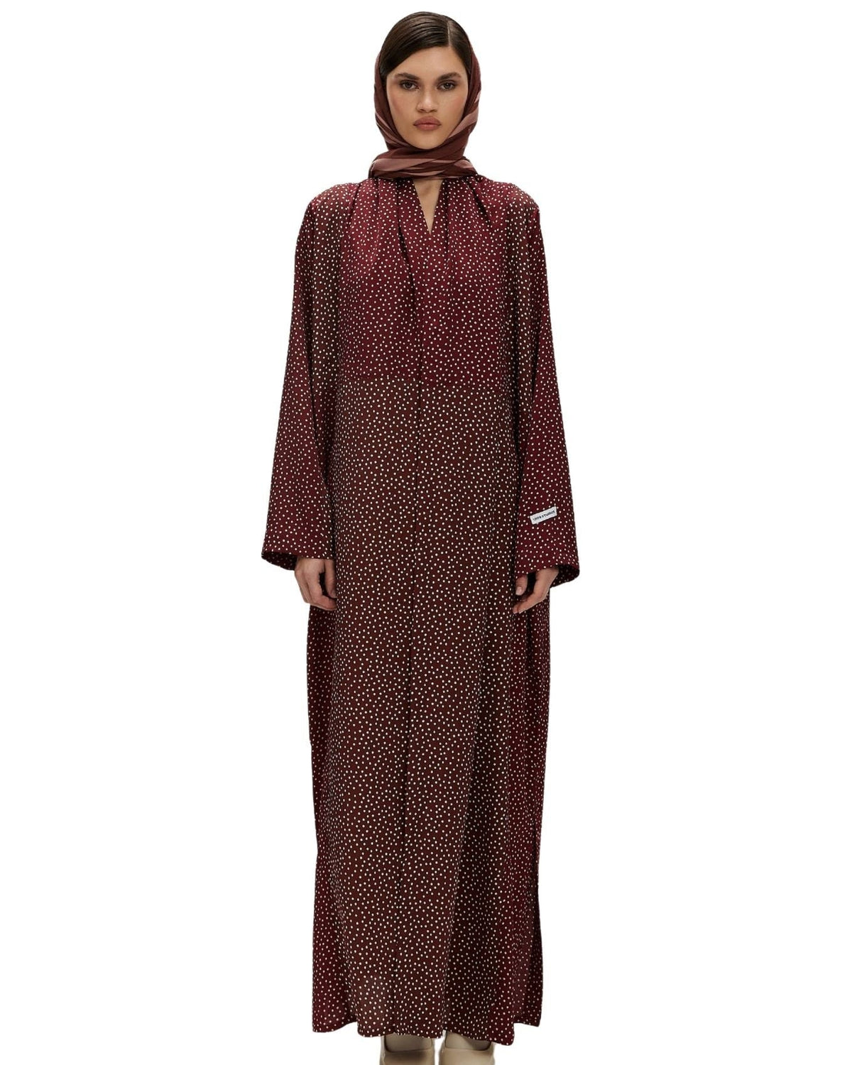 LUCIA-MR Maroon Silk Abaya - 1309 - MIRA Y MANO
