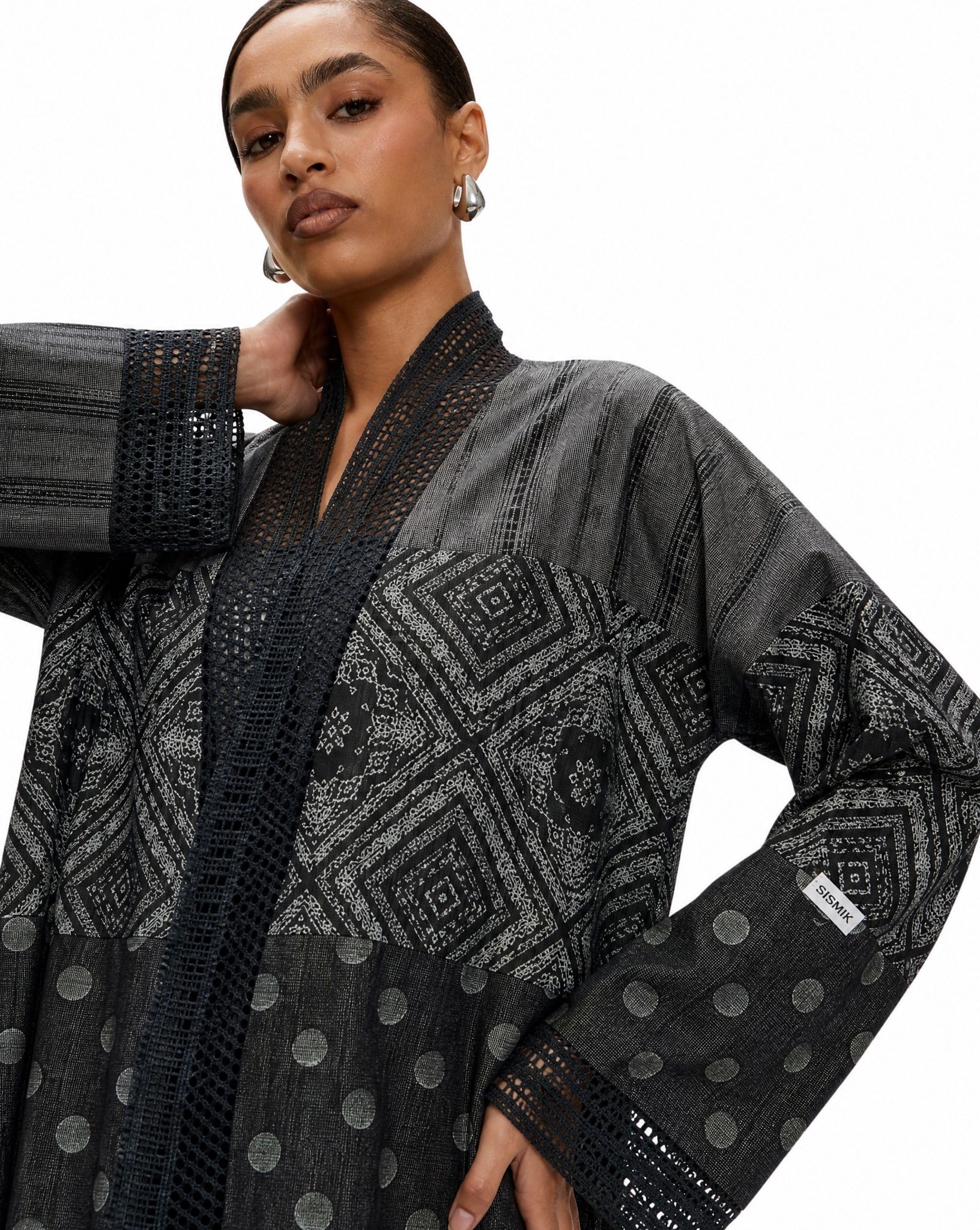 NORI-Slate Gray Cotton Abaya - 1309 - MIRA Y MANO