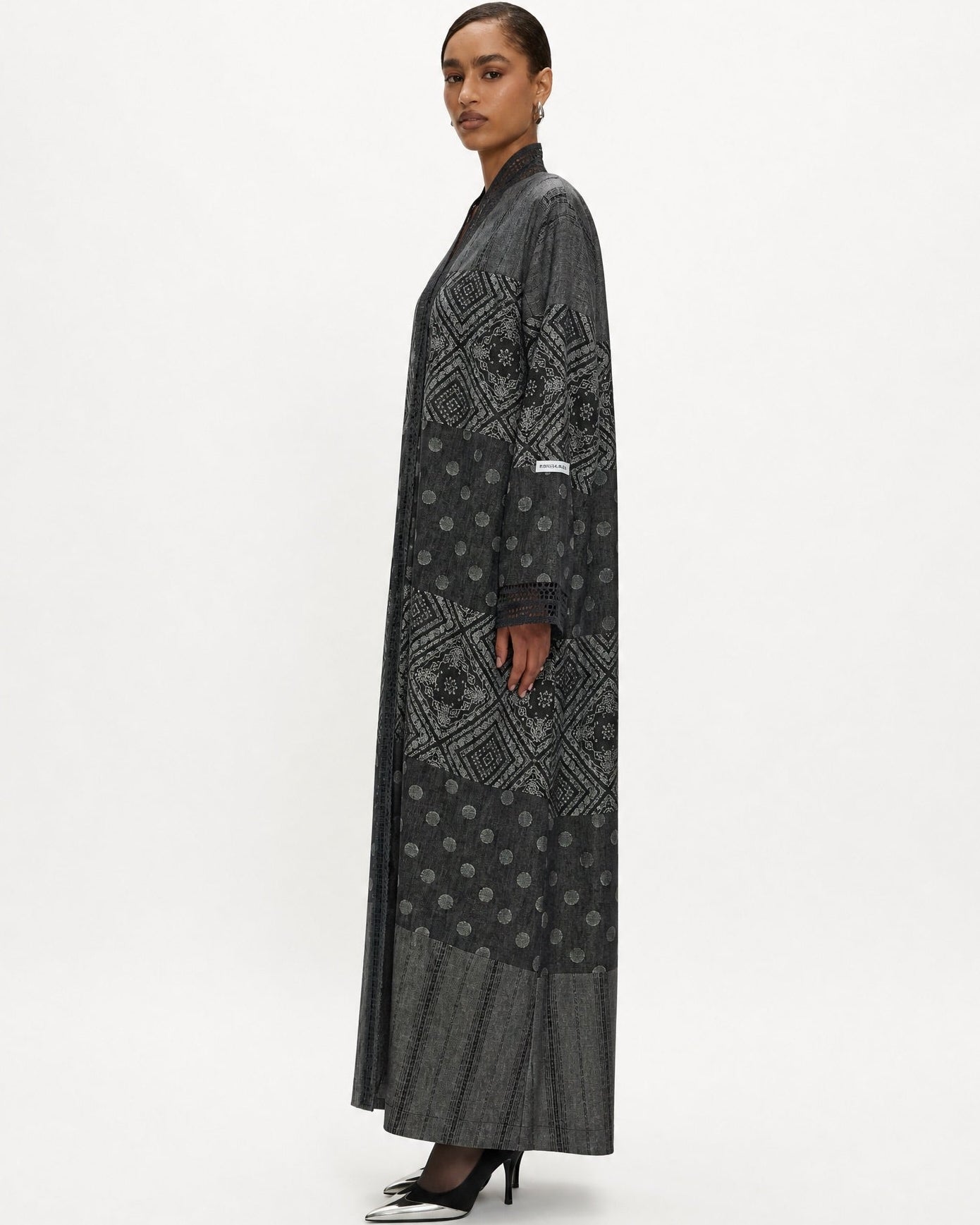 NORI-Slate Gray Cotton Abaya - 1309 - MIRA Y MANO