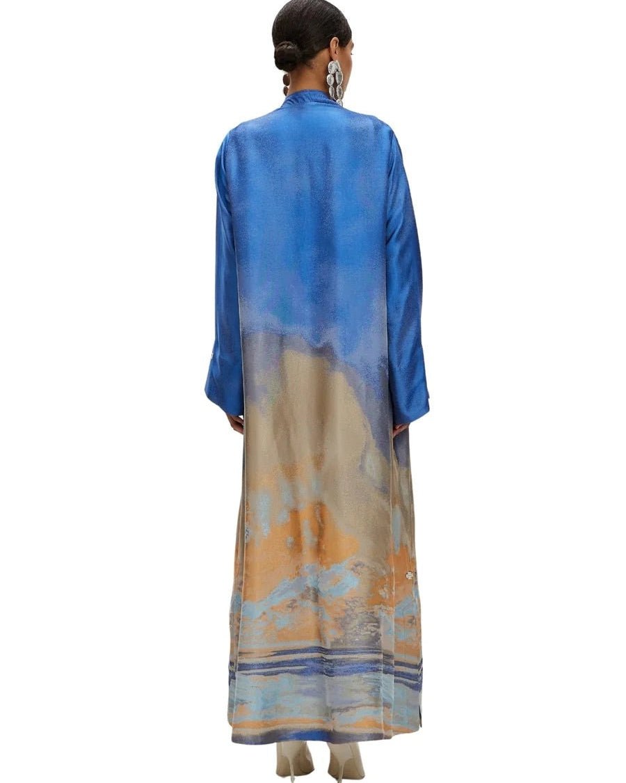 VALERIE-BL-Blue Silk Abaya - 1309 - MIRA Y MANO