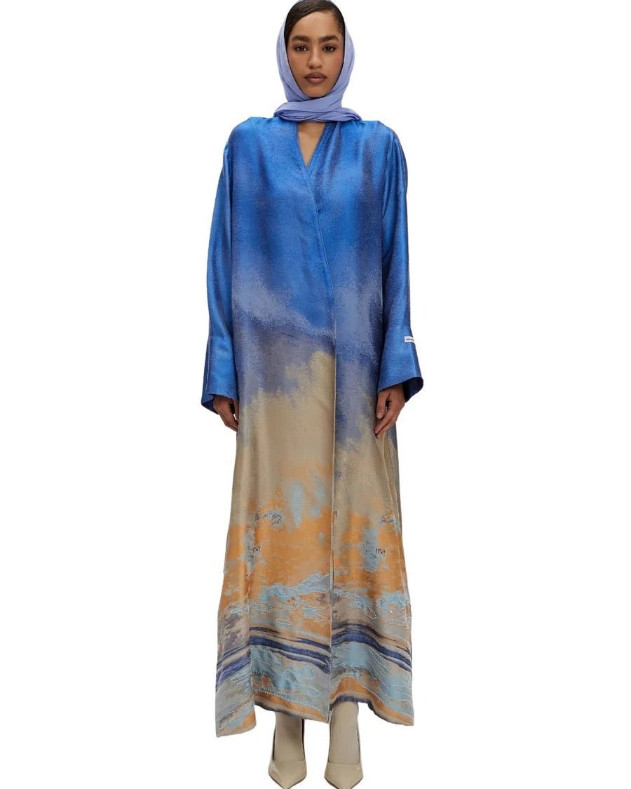 VALERIE-BL-Blue Silk Abaya - 1309 - MIRA Y MANO