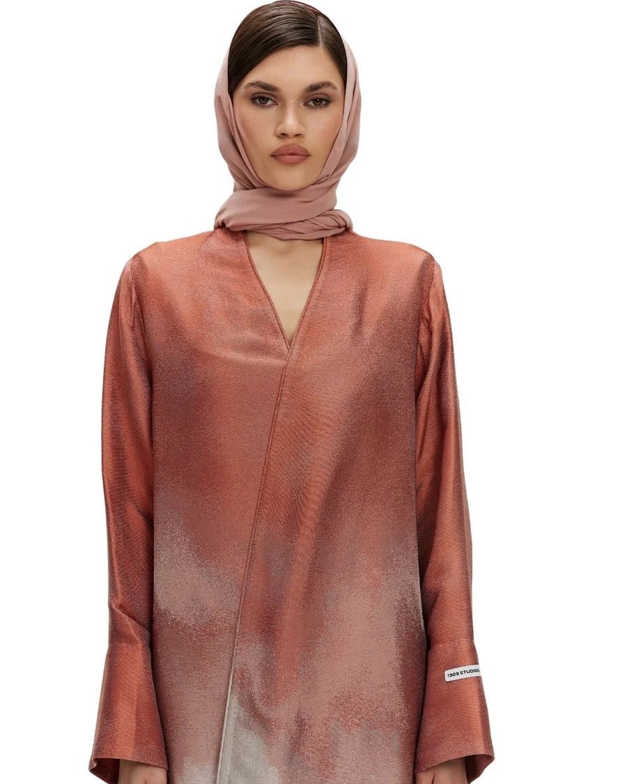 VALERIE-LC-Light Coral Silk Abaya - 1309 - MIRA Y MANO
