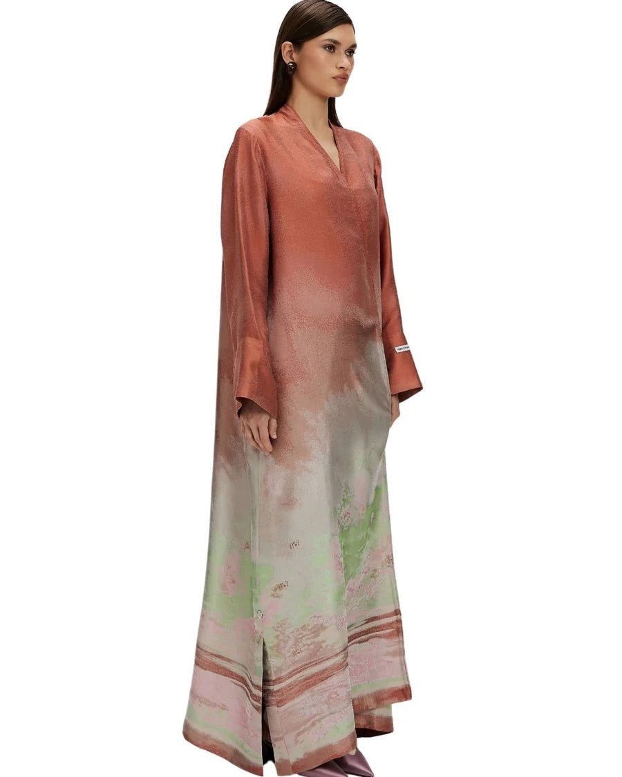 VALERIE-LC-Light Coral Silk Abaya - 1309 - MIRA Y MANO
