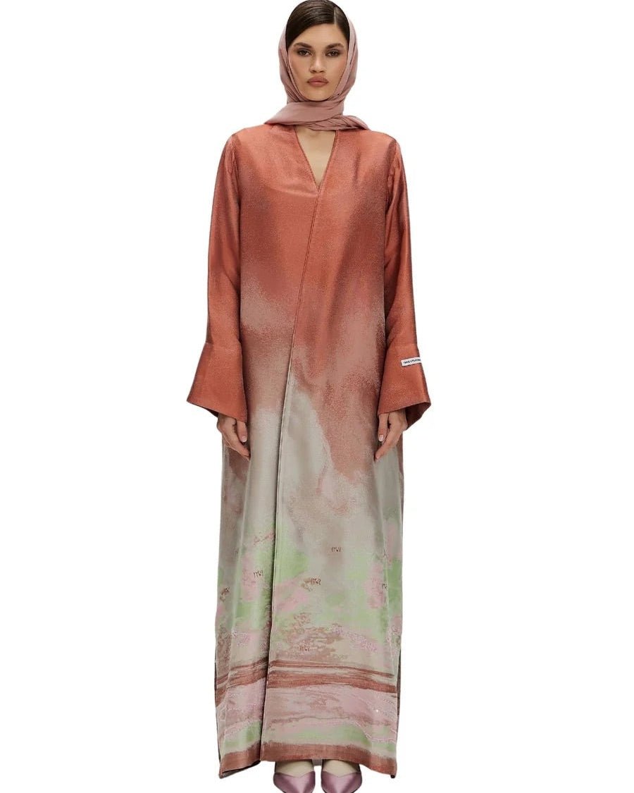 VALERIE-LC-Light Coral Silk Abaya - 1309 - MIRA Y MANO