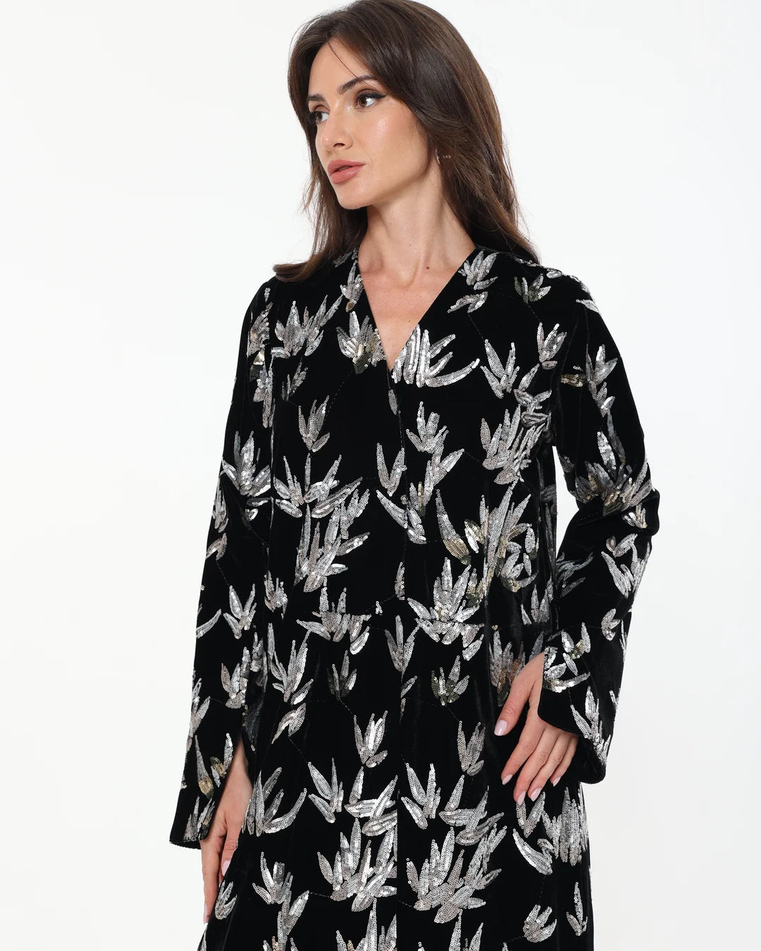 NW 2538 - Black Velvet Abaya