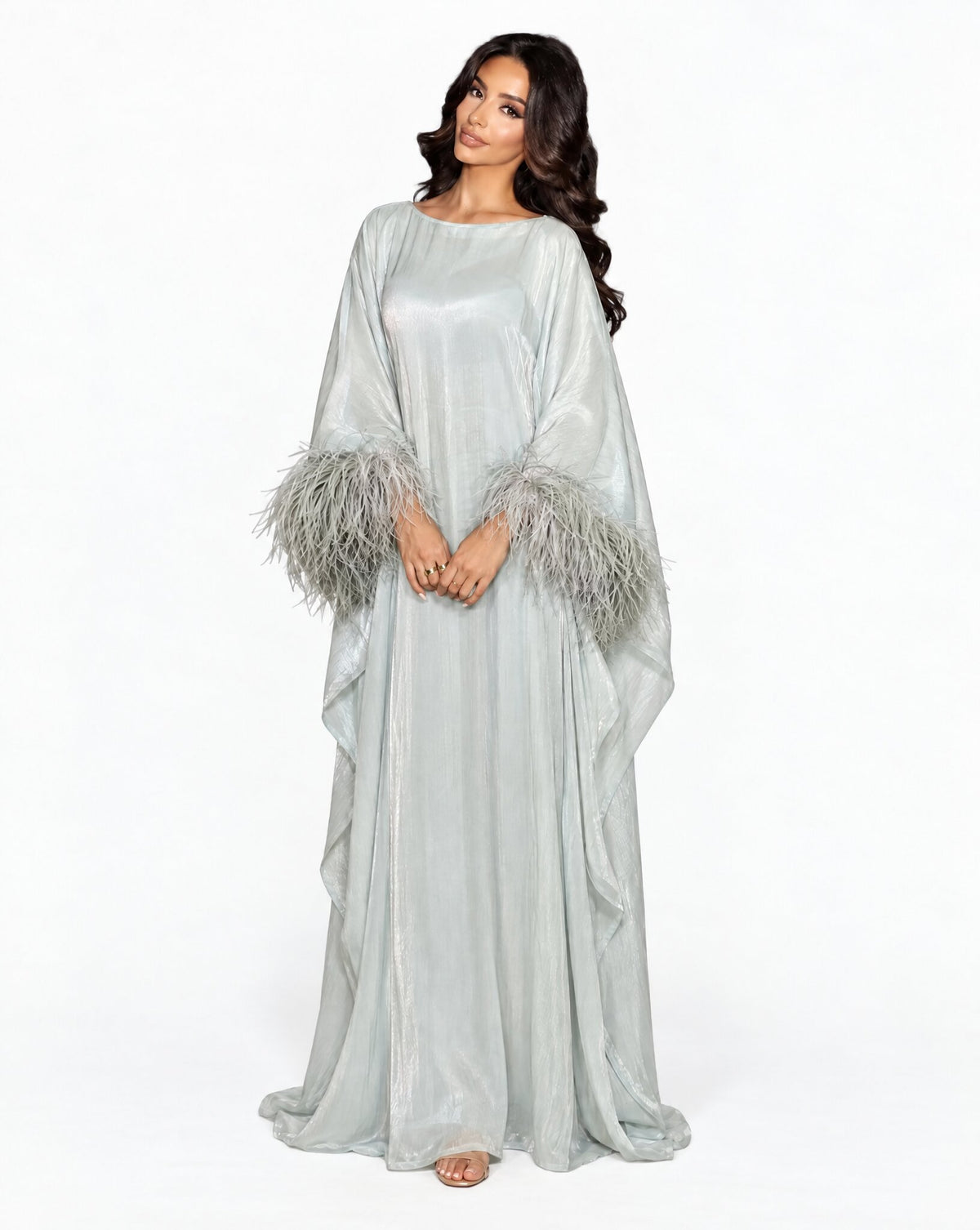 Jasmine – Powder Blue Silk Kaftan