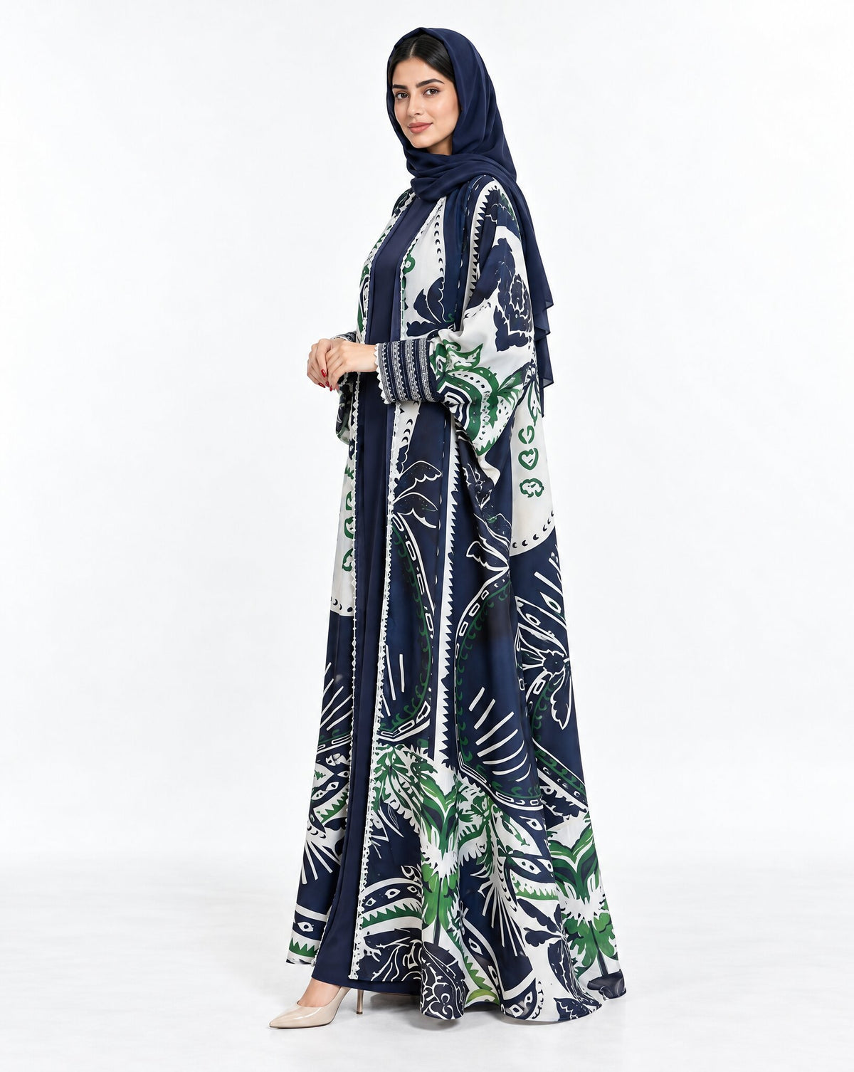 QTR QM48 - Printed Chiffon Abaya