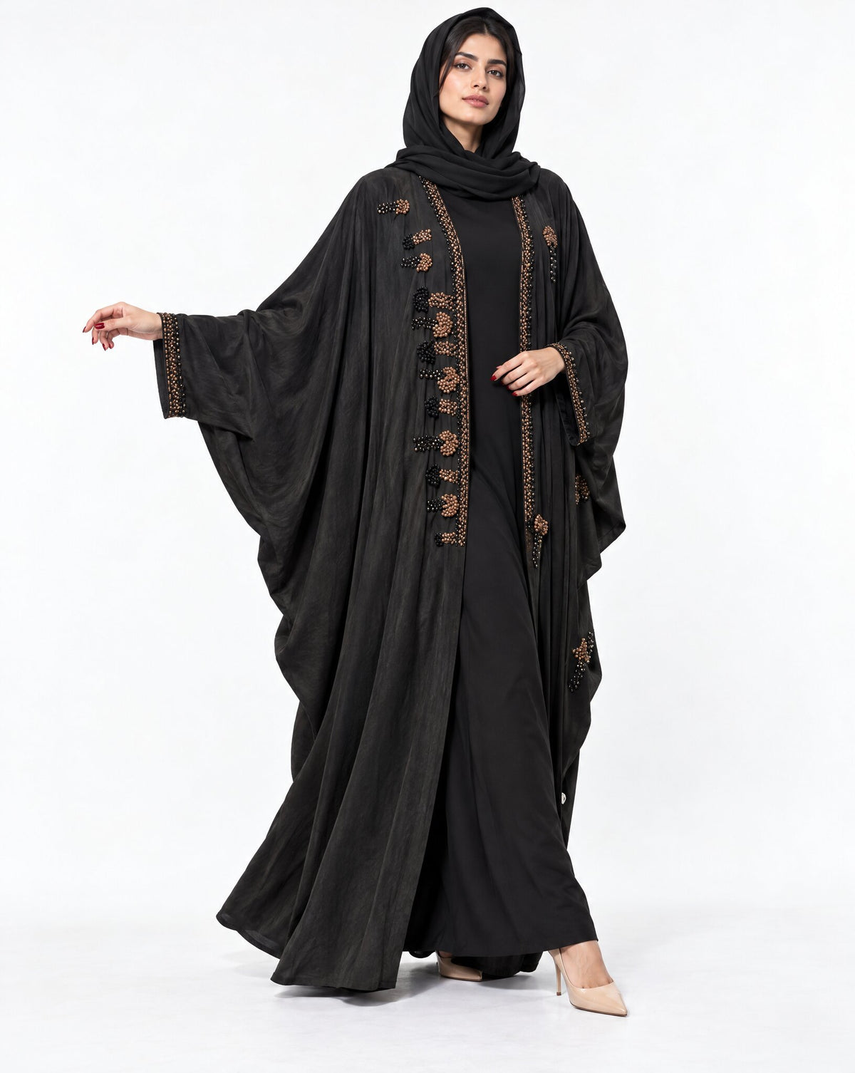 135 – Black Washed Silk Abaya