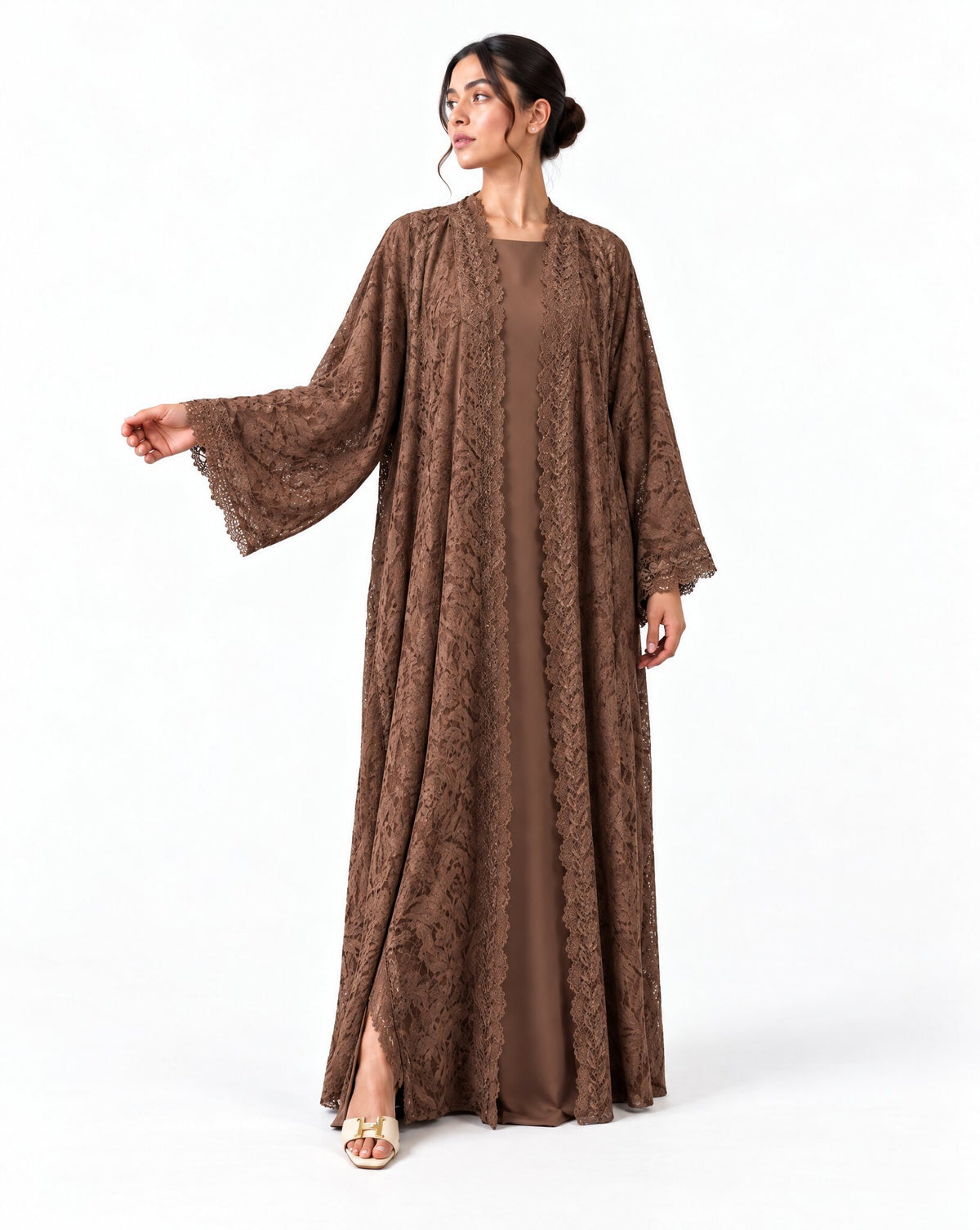 COCO LINE - Brown Washed Silk Abaya