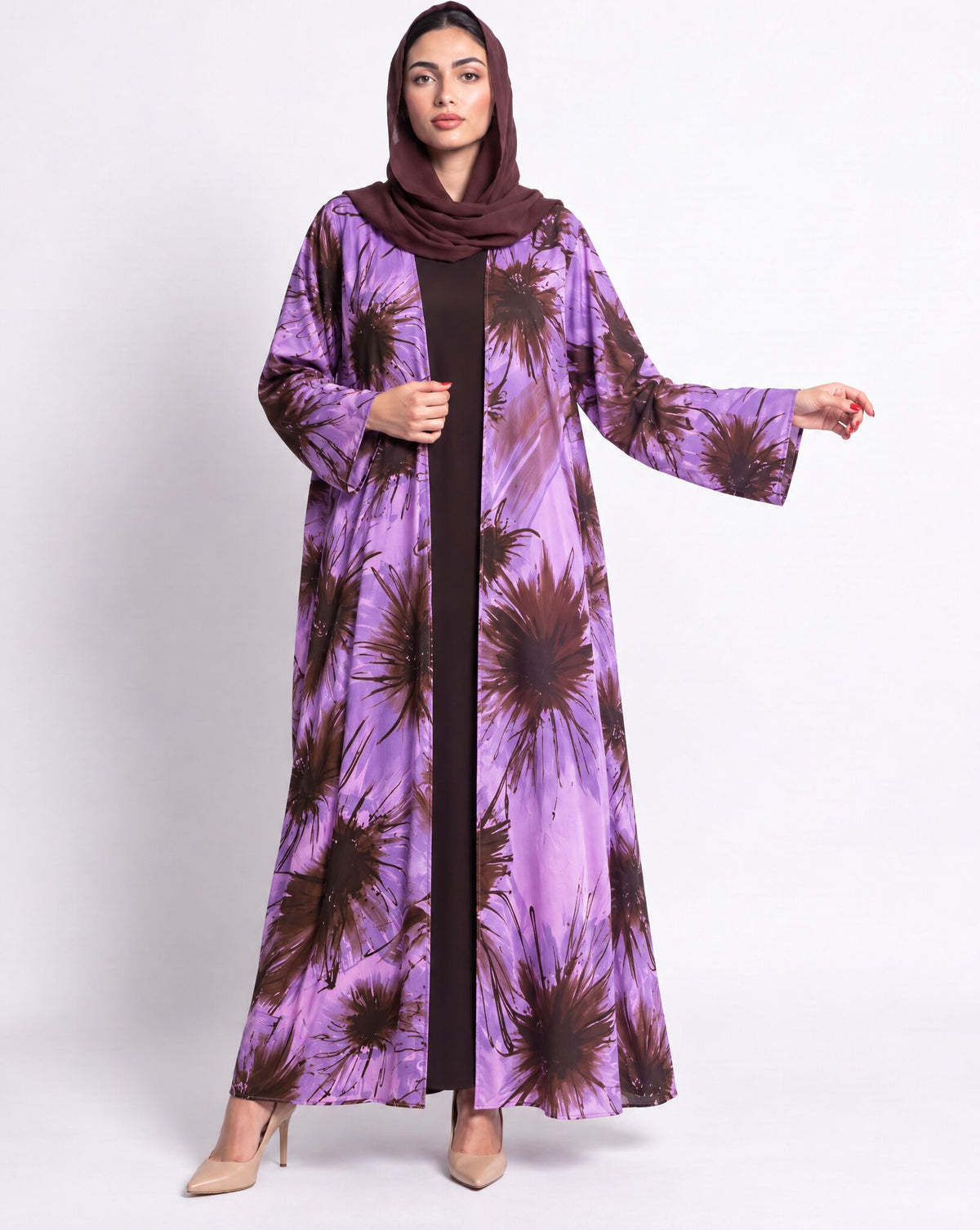 BA010P1 – Purple Chiffon Abaya