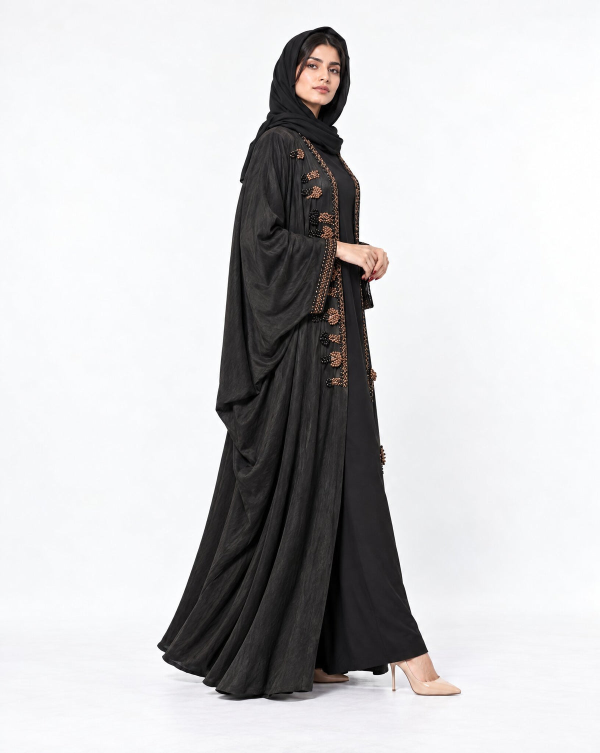 135 – Black Washed Silk Abaya