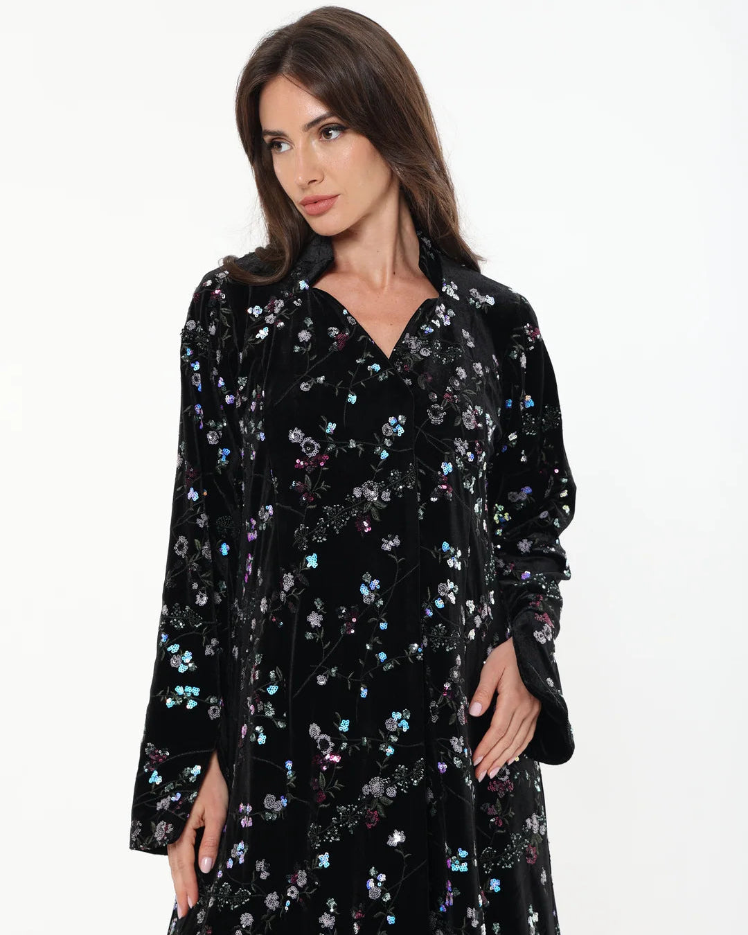 NW 2541 - Black Velvet Abaya