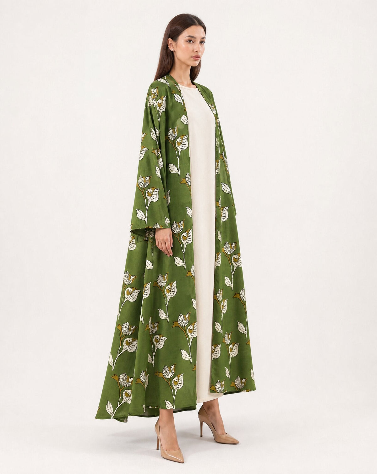 S26-S03 – Green Cotton Abaya Set – Product image 3