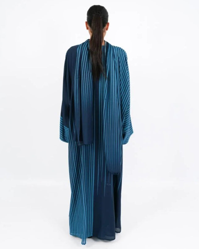 FLOW-B – Blue Cotton Mix Abaya – Product image 4
