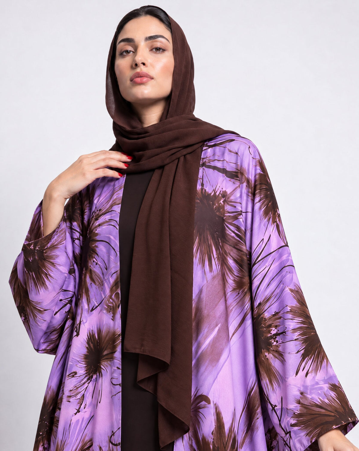 BA010P1 – Purple Chiffon Abaya