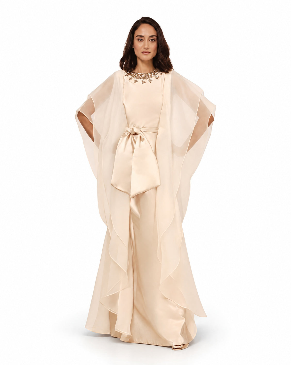 SS26-13BG-ALMAS – Beige Organza Dress