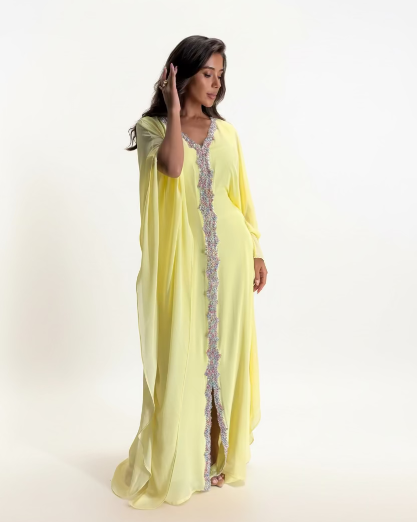 Blossom Yellow – Light Yellow Silk Kaftan – Product image 2