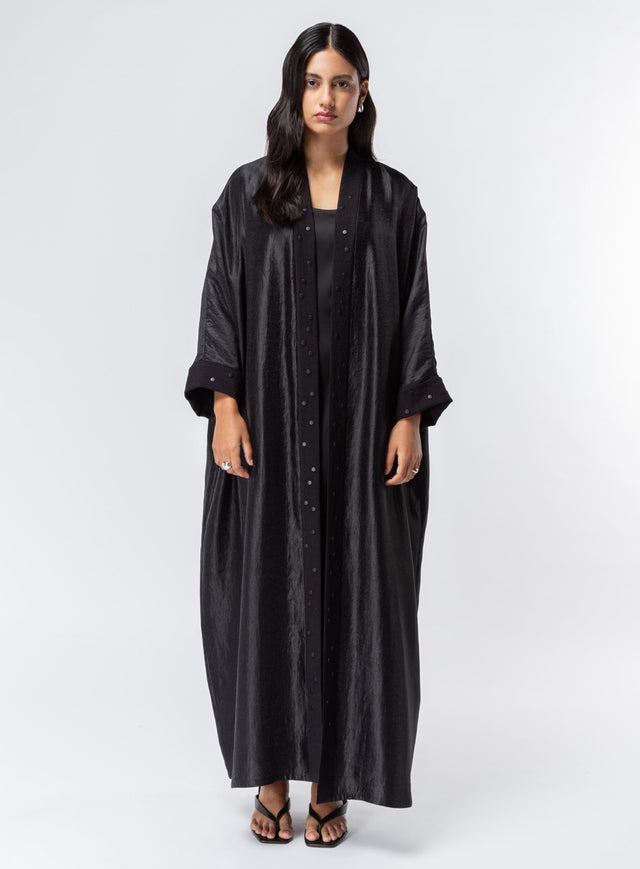 AB-BLK-MET-BTN ABAYA