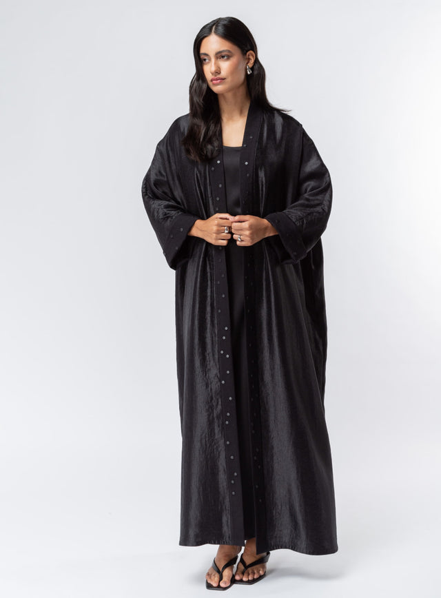 AB-BLK-MET-BTN ABAYA