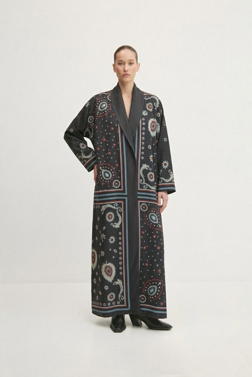 Let the Petal Speak – Black Washed Silk Abaya – Product image 1
