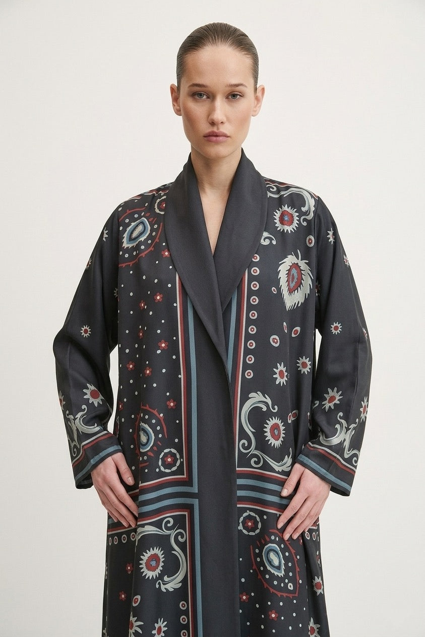 Let the Petal Speak – Black Washed Silk Abaya – Product image 2