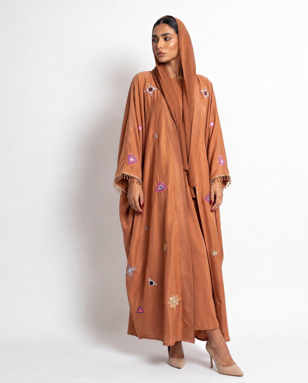 M0913 - Chocolate Washed Silk Abaya