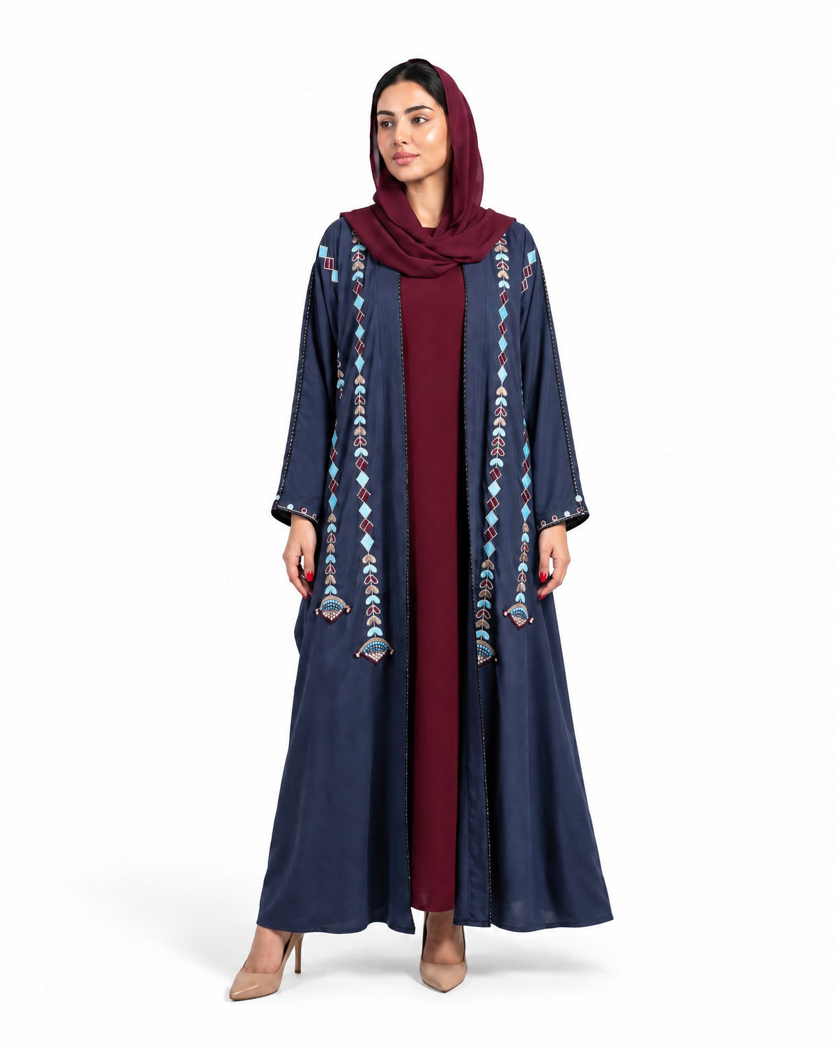 M0915 - Midnight Blue Washed Silk Abaya