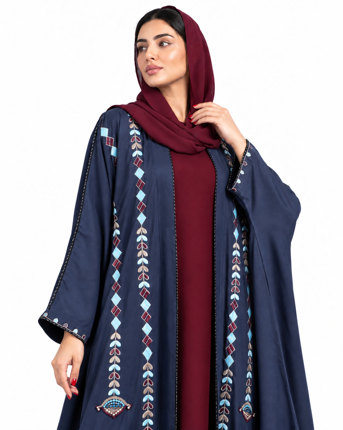 M0915 - Midnight Blue Washed Silk Abaya