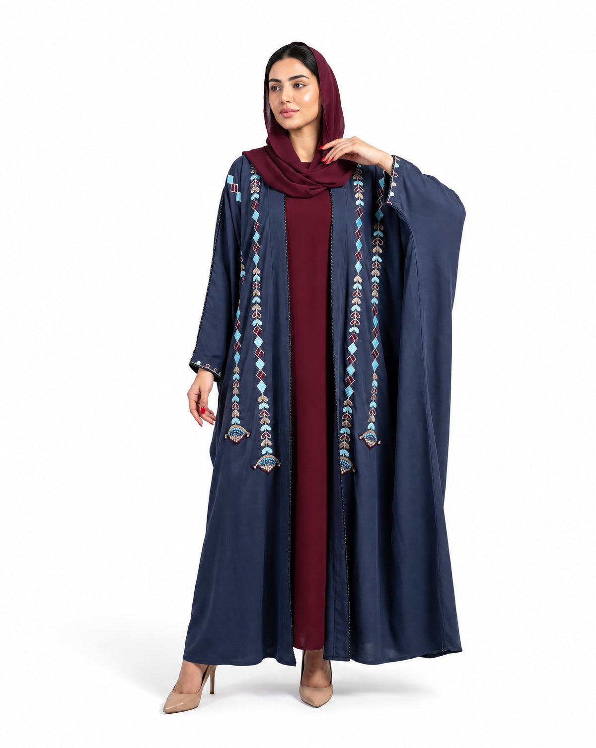 M0915 - Midnight Blue Washed Silk Abaya