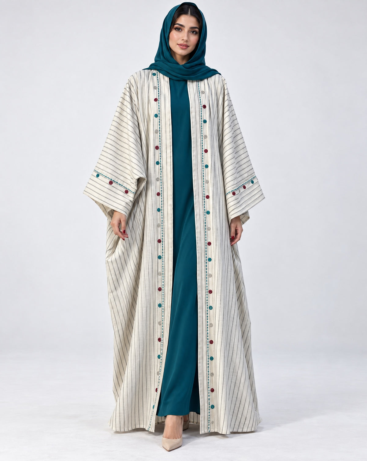 M0918 - Beige Linen Abaya