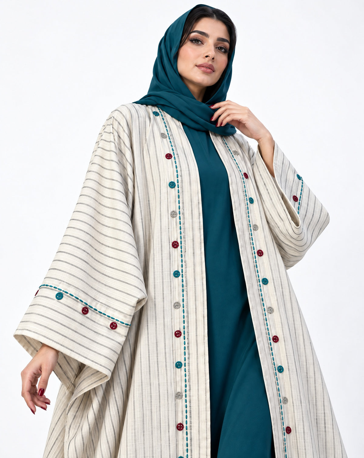 M0918 - Beige Linen Abaya