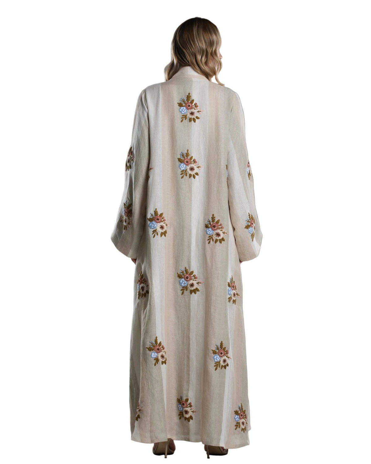 DSC26-001 - Beige Linen Abaya - ALDUKAN - MIRA Y MANO
