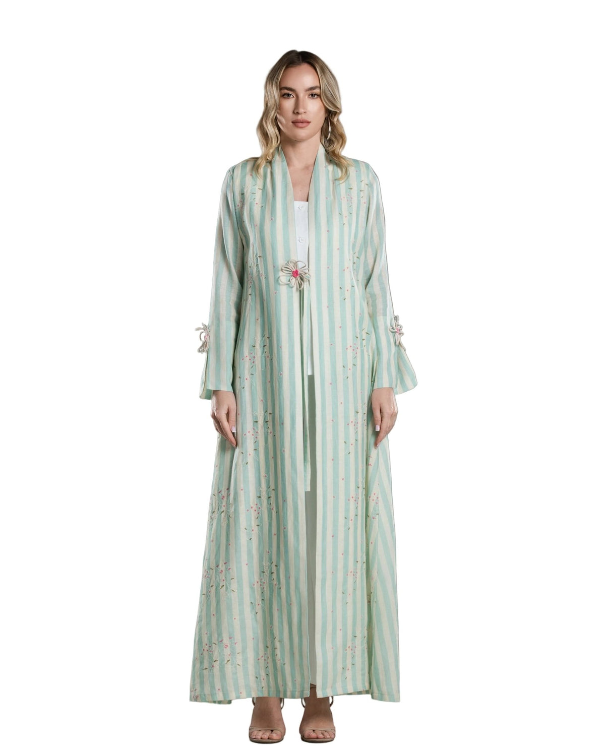 DSC26-002 G - Turquoise Linen Abaya - ALDUKAN - MIRA Y MANO