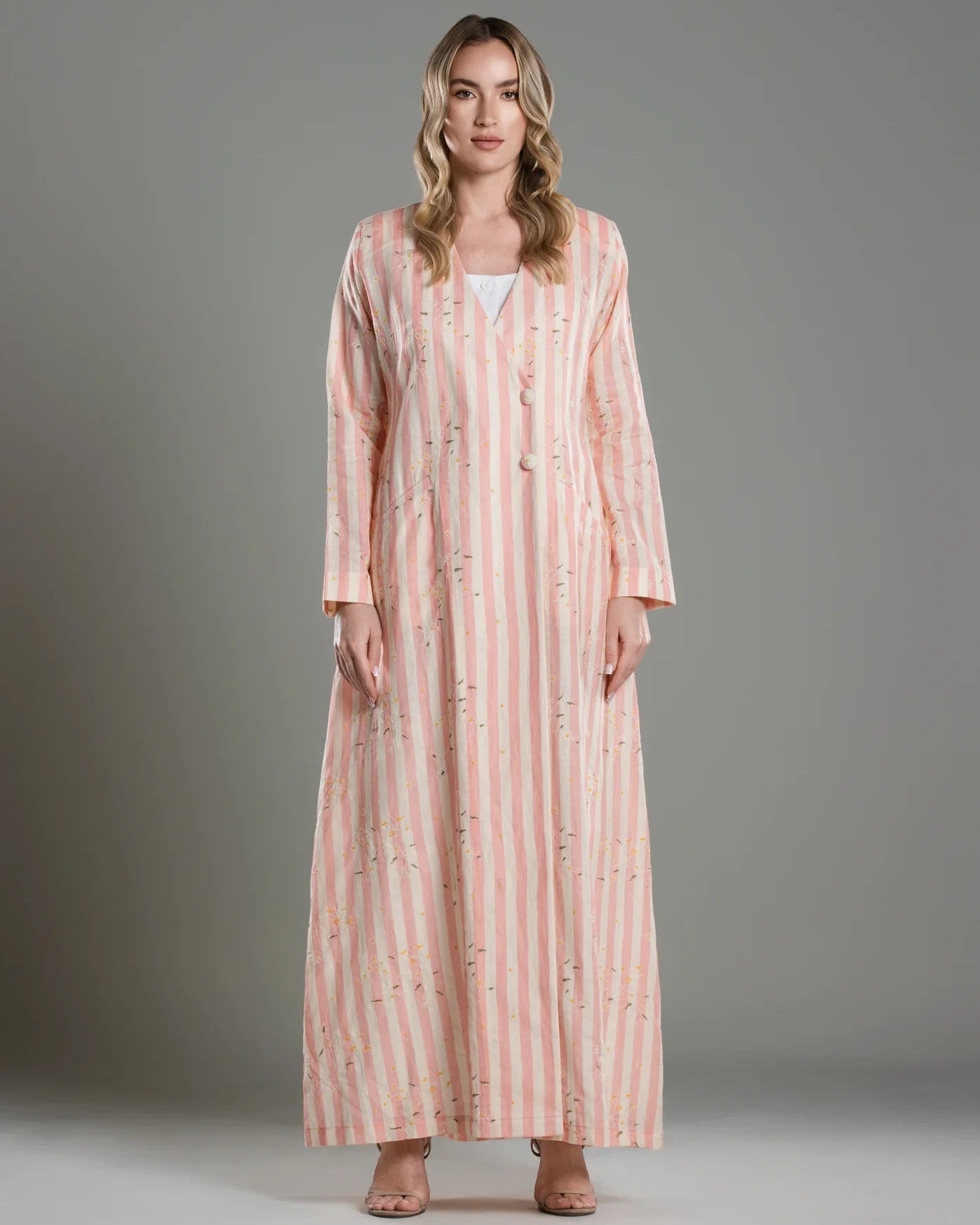 DSC26-002 – Pink Linen Abaya - ALDUKAN - MIRA Y MANO