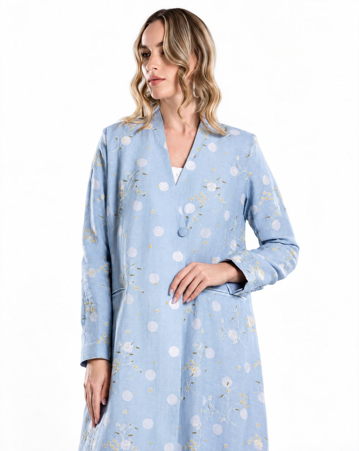 DSC26-004 – Turquoise Linen Abaya - ALDUKAN - MIRA Y MANO