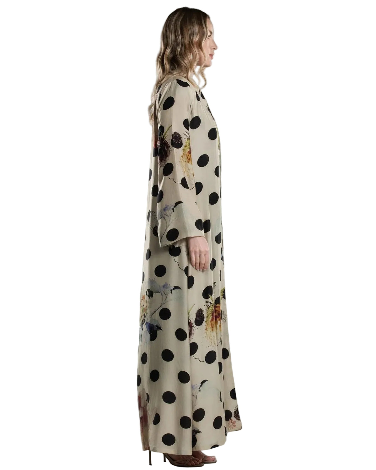DSC26-006 – Beige Silk Cotton Abaya - MIRA Y MANO
