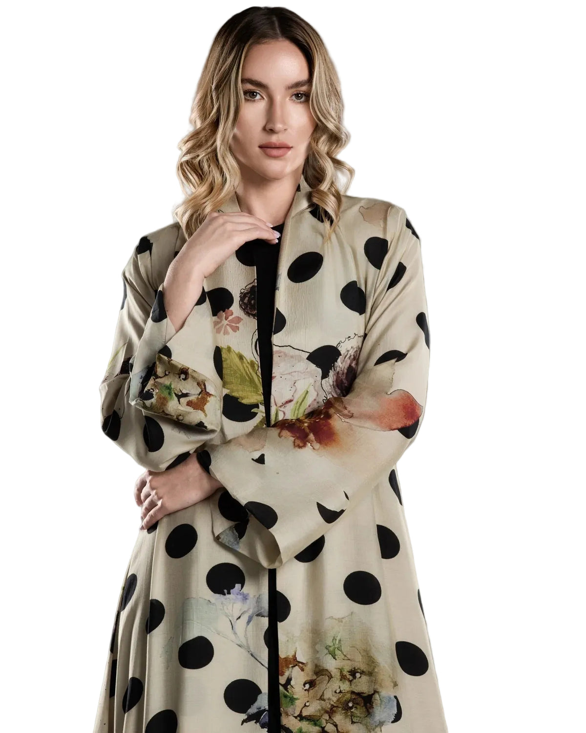DSC26-006 – Beige Silk Cotton Abaya - MIRA Y MANO